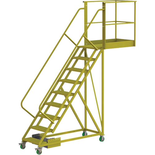 Cantilever Rolling Ladder, Unsupported, 9 Steps, 40" Platform Depth, 90" Platform Height Nassau Supply