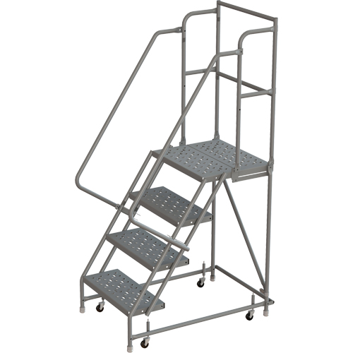Escabeaux roulants &agrave; dessus profond, 4 marches, Largeur de la marche 16", Hauteur de la plateforme 40", Acier Nassau Supply