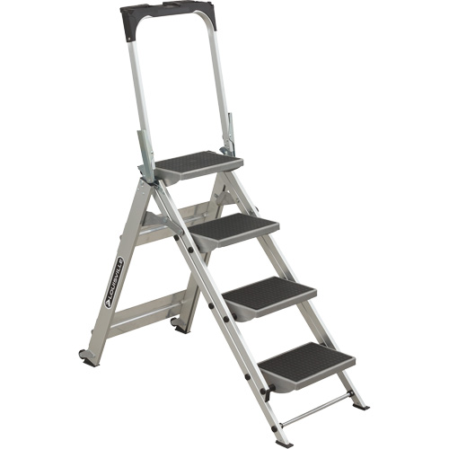 &eacute;chelle escabeau avec roues pivotantes, 4 marches, 44,25" x 22,13" x Hauteur 59" Nassau Supply