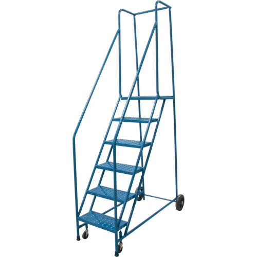 Escabeau roulant, 6 marches, Largeur de la marche 18", Hauteur de la plateforme 55", Acier Nassau Supply