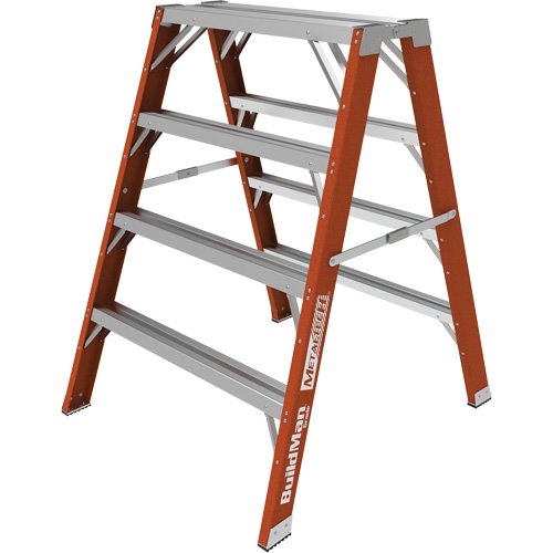 Escabeau chevalet &eacute;tabli Buildman, 4' ha x 36,25" la x 40,5" pr, Capacit&eacute; de 300 lb, Fibre de verre Nassau Supply