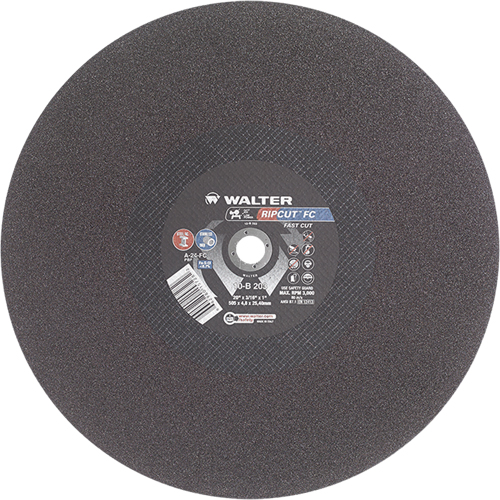 Ripcut Stainless Steel & Steel Cut-Off Wheel for Stationary Saws, 20" x 3/16", 1" Arbor, Type 1, Aluminum Oxide, 3000 RPM Nassau Supply