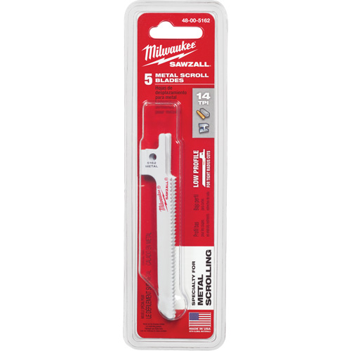 Sawzall&reg; Reciprocating Saw Blade, Bi-Metal, 14 TPI, 3-5/8" L x 5/16" W Nassau Supply