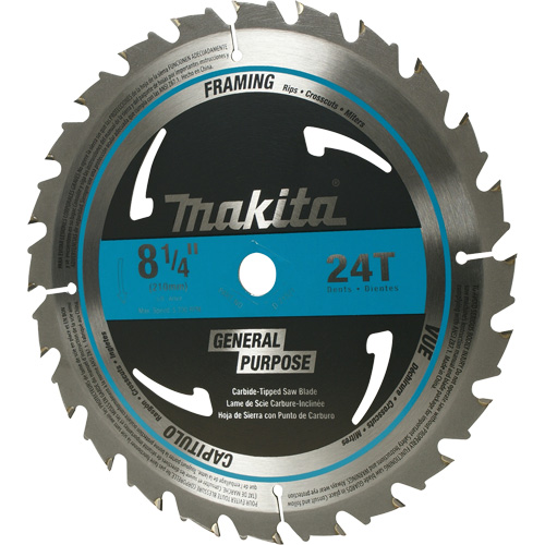 Lame de scie circulaire pour charpente &agrave; pointes au carbure, 8-1/4", 24 dents, Pour Bois Nassau Supply