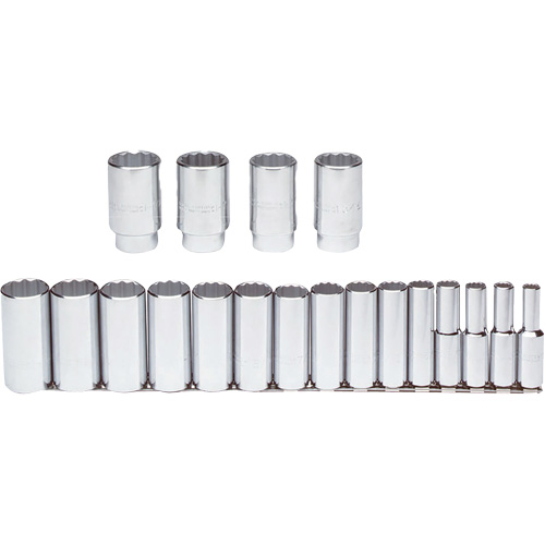 Jeu de douilles, 19 Mcx, Prise de 1/2", Profond Nassau Supply