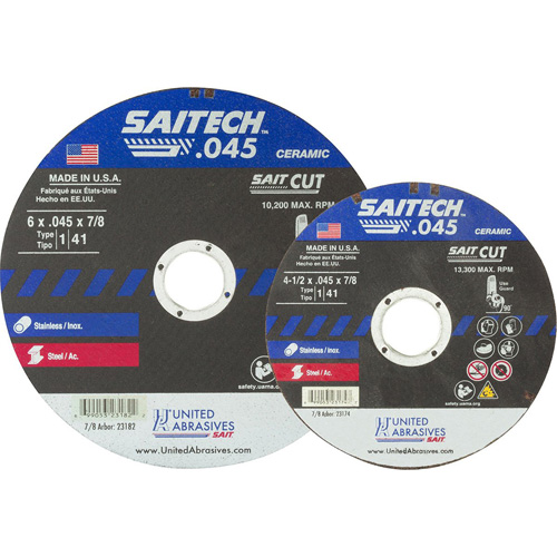 Cut-Off Wheel, 14" x 0.045", 5/8" Arbor, Type 1, Aluminum Oxide/Ceramic, 19000 RPM Nassau Supply