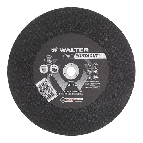 Portacut High Speed Cut-Off Wheel, 12" x 1/8", 3/4" Arbor, Type 1, Silicon Carbide, 6300 RPM Nassau Supply
