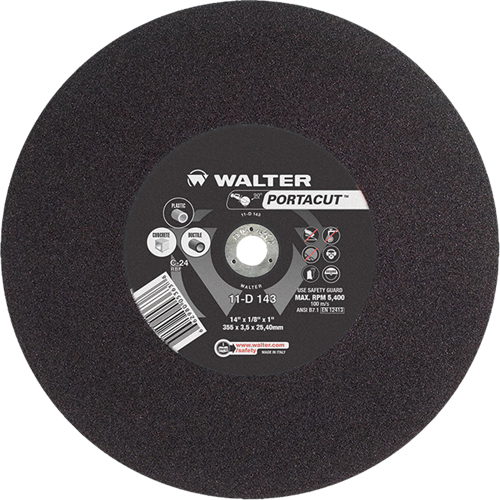Portacut High Speed Cut-Off Wheel, 14" x 1/8", 1" Arbor, Type 1, Silicon Carbide, 5400 RPM Nassau Supply
