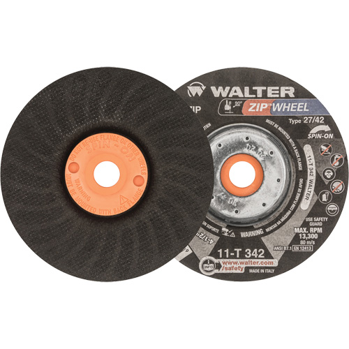 Meules &agrave; tronçonner renforc&eacute;es Zipcut vissables pour scies circulaires, 4-1/2" x 7/8", Arbre de 5/8"-11, Type 27, Oxyde d'aluminium, 13 300 Tr/min Nassau Supply