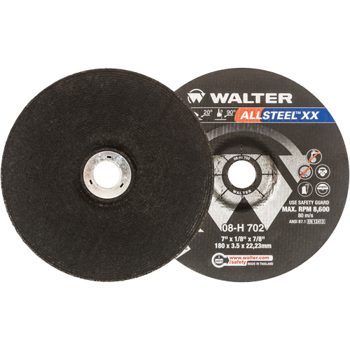 Allsteel XX Depressed Centre Grinding Wheels, 7" x 1/8", 7/8" Arbor, Type 27 Nassau Supply