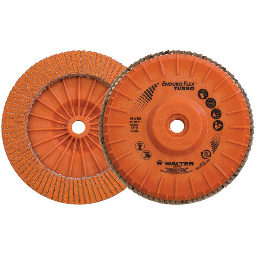 Disque &agrave; lamelles Turbo Enduro-Flex, 6" x 5/8"-11, Type 27S, Grain 36/60, C&eacute;ramique Nassau Supply