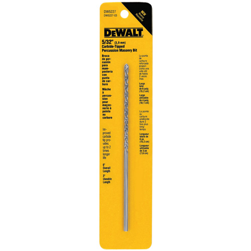 4-Flute Hammer Drill Bit, 5/32", 3-Flat Shank, Carbide Nassau Supply
