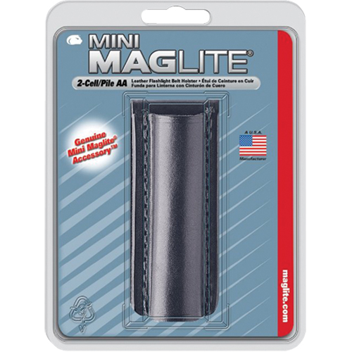 Leather Belt Holster for 2-Cell AA Flashlights, Flashlight Holder, Leather, 1 Pockets Nassau Supply