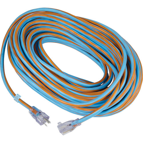 Arctic Blue TPE-Rubber Locking Extension Cord, All-Weather, SJEOW, 12/3 AWG, 15 A, 100' Nassau Supply