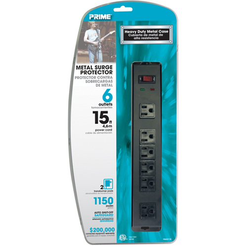 Protecteurs de surtension, 6 Prises, 1150 J, 1875 W, Cordon 15' Nassau Supply