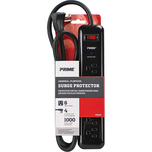 Surge Protector, 6 Outlets, 1000 J, 1875, 4' Cord Nassau Supply