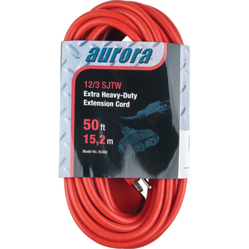 Vinyl Extension Cord, Outdoor, SJTW, 12/3 AWG, 15 A, 3 Outlet(s), 50' Nassau Supply