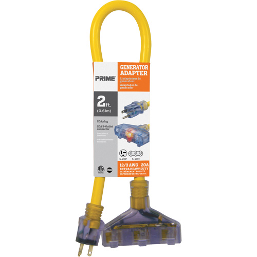 Adaptateurs pour g&eacute;n&eacute;ratrice, Ext&eacute;rieur, STOW, AWG 16/3, 20 A, 3 prise(s), 2' Nassau Supply