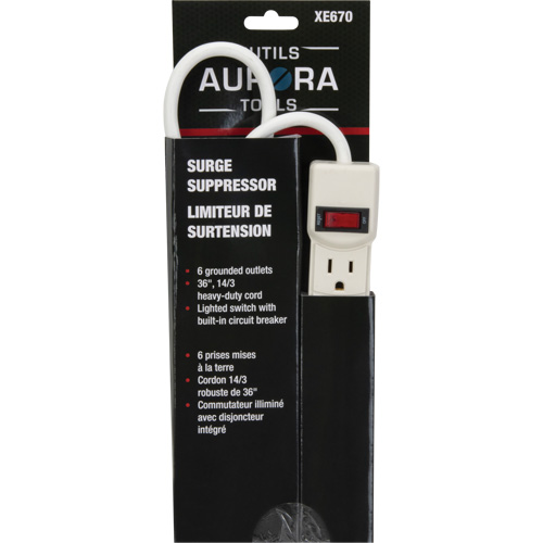 Limiteur de surtension, 6 Prises, 200 J, 1875 W, Cordon 3' Nassau Supply