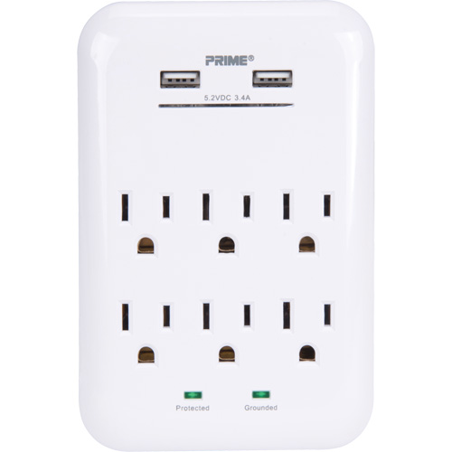 Prime&reg; USB Charger with Surge Protector Nassau Supply
