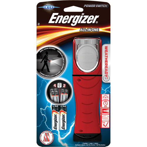 Weatheready&reg; All-in-One Light, LED, AA Batteries, Aluminum/Plastic/Polymer/Rubber Nassau Supply