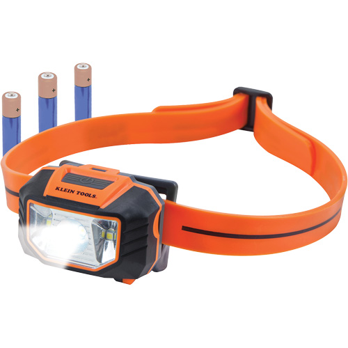 Lampe frontale avec bandeau en silicone pour casque de s&eacute;curit&eacute;, DEL, Piles AAA, Plastique Nassau Supply
