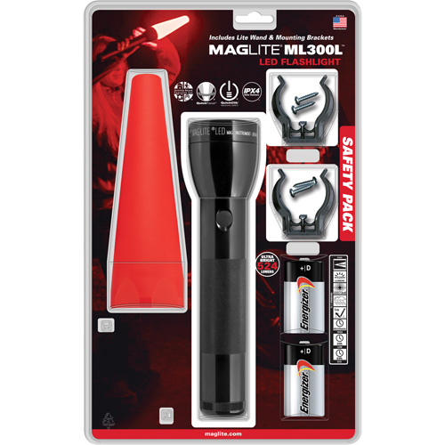 Safety Flashlight Pack, LED, 487 Lumens, D Batteries Nassau Supply