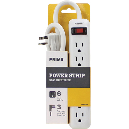 Bloc multiprise, 6 Prise(s), 3', 15 A, 1875 W, 125 V Nassau Supply