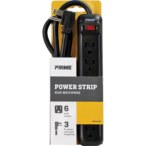 Bloc multiprise, 6 Prise(s), 3', 15 A, 1875 W, 125 V Nassau Supply