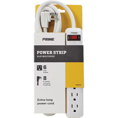 Bloc multiprise, 6 Prise(s), 8', 15 A, 1875 W, 125 V Nassau Supply