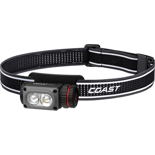 Lampe frontale COAST WPH10R &agrave; deux couleurs avec aimant et agrafe, DEL, 500 lumens, 3,25 hres de fonctionnement, piles Rechargeable Nassau Supply
