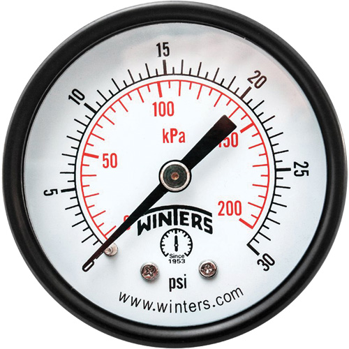 Economy Pressure Gauge, 2" , 0 - 30 psi, Back Mount, Analogue Nassau Supply