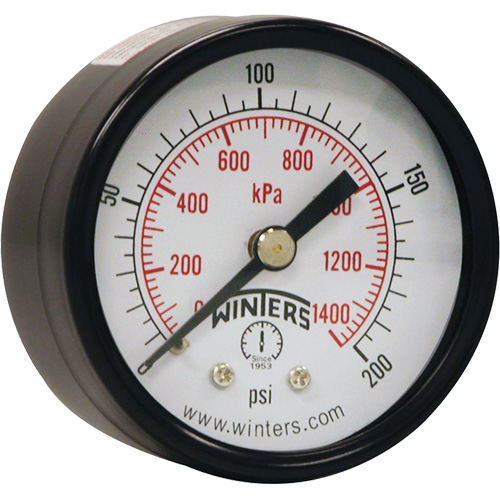 Economy Pressure Gauge, 2" , 0 - 200 psi, Back Mount, Analogue Nassau Supply