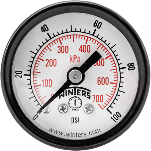 Economy Pressure Gauge, 1-1/2" , 0 - 100 psi, Back Mount, Analogue Nassau Supply