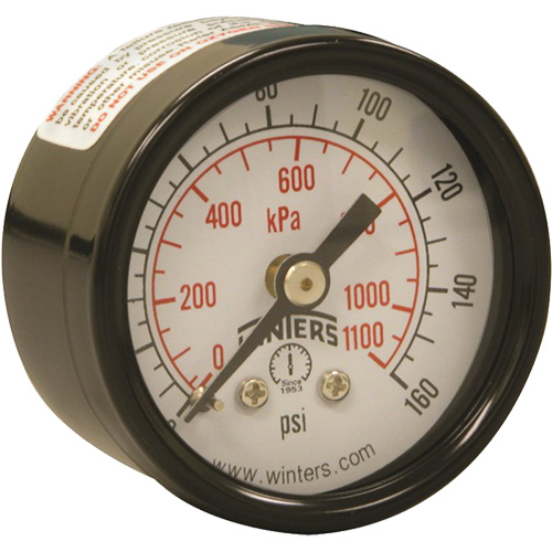 Economy Pressure Gauge, 1-1/2" , 0 - 160 psi, Back Mount, Analogue Nassau Supply