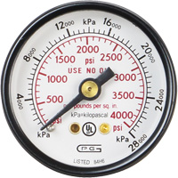 Pressure Gauges, 1-1/2" , 0 - 4000 psi, Back Mount, Analogue 331-2445 | Nassau Supply