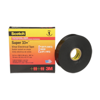 Ruban isolant en vinyle Super 33+ Scotch, 19 mm (3/4") x 33 m (108'), Noir, 7 mils Nassau Supply