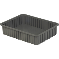 Contenants Divider Box, Poly&eacute;thyl&egrave;ne, 22,4" la x 17,4" p x 5" h, Gris Nassau Supply