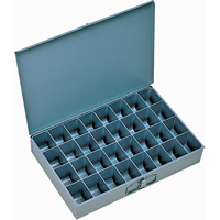 Compartment Scoop Boxes, Steel, 32 Slots, 18" W x 12" D x 3" H, Grey Nassau Supply