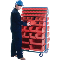 Support mobile deux c&ocirc;t&eacute;s pour bacs, &agrave; deux c&ocirc;t&eacute;s, 96 bacs, 36" la x 24" p x 63" h Nassau Supply