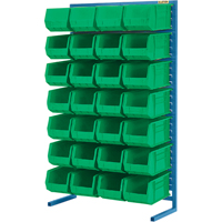 Support stationnaire pour bacs &agrave; un c&ocirc;t&eacute;, 36" la x 12" p x 61" h, 28 bacs Nassau Supply