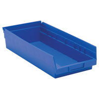 Shelf Bins, 8-3/8" W x 4" H x 17-7/8" D, Blue, 40 lbs. Capacity CC399 | Nassau Supply