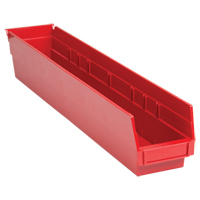 Bacs de rangement pour tablettes, 4-1/8" la x 4" H x 23-5/8" p, Rouge, Capacit&eacute; 50 lb Nassau Supply
