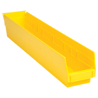 Bacs de rangement pour tablettes, 4-1/8" la x 4" H x 23-5/8" p, Jaune, Capacit&eacute; 50 lb Nassau Supply
