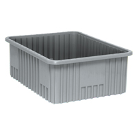 Contenants Divider Box, Plastique, 22,5" la x 17,5" p x 8" h, Gris Nassau Supply
