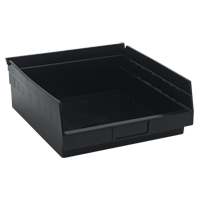 Economy Shelf Bin, 11-1/8" W x 4" H x 11-5/8" D, Black Nassau Supply
