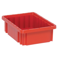 Divider Box&reg; Containers, Plastic, 10.9" W x 8.3" D x 3.5" H, Red Nassau Supply