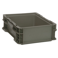 Collapsible Stacking Container, 15" W x 12" D x 5" H, Grey CE988 | Nassau Supply