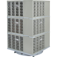 Heavy-Duty Industrial Carousel Drawer Cabinet, Steel, 240 Drawers, 27" W x 27" D x 48" H, Grey Nassau Supply