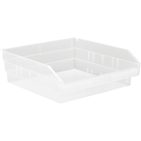 Bacs de rangement pour tablettes, 11-1/8" la x 4" H x 11-5/8" p, Transparent, Capacit&eacute; 30 lb Nassau Supply